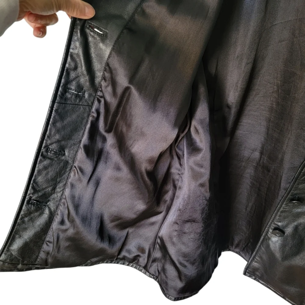Wilsons Black Leather Fully Lined Coat Womens‎ Size L